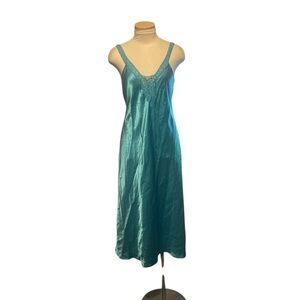 California Dynasty Elegant Teal Slip Dress with Lace Up Detail NWT Size Small